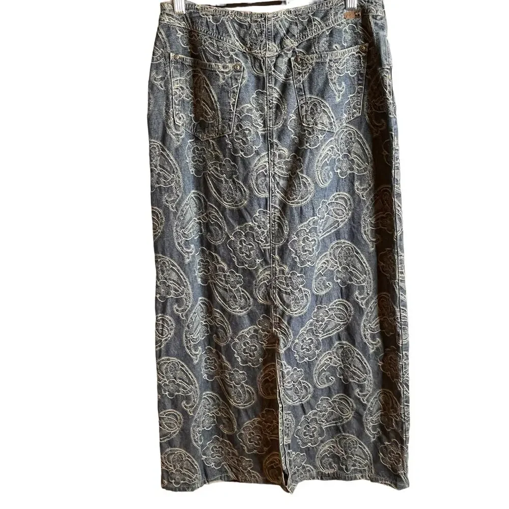 Vintage Liz Claiborne Petite Floral Blue Denim Skirt 8 Petite - Picture 11 of 11